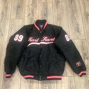 Karl Kani Vintage 89 Black Quilted Varsity Jacket – Retro Hip Hop Streetwear XL